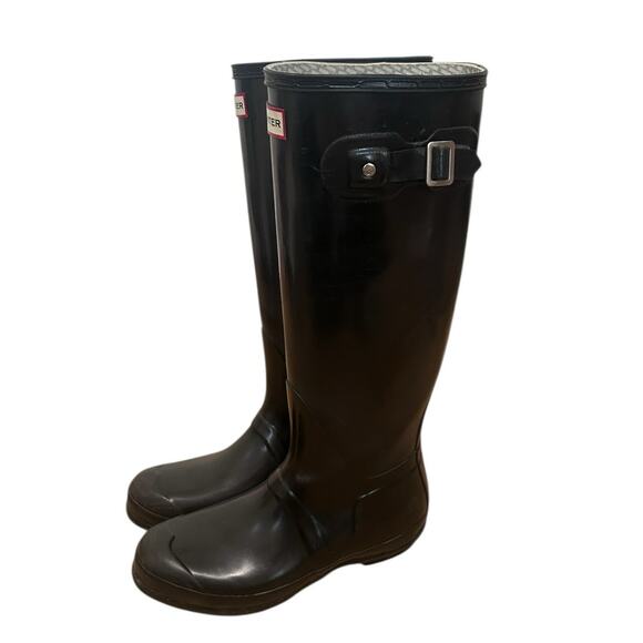 Hunter Black Tall Original Rain Boots Sz 9 - Picture 4 of 6